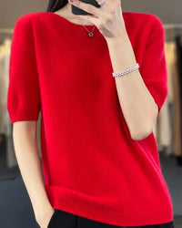 Extrafine Merino Wool Short-Sleeve Sweater