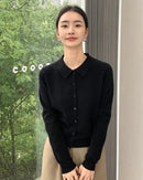 Cashmere Polo Collar Short Cardigan
