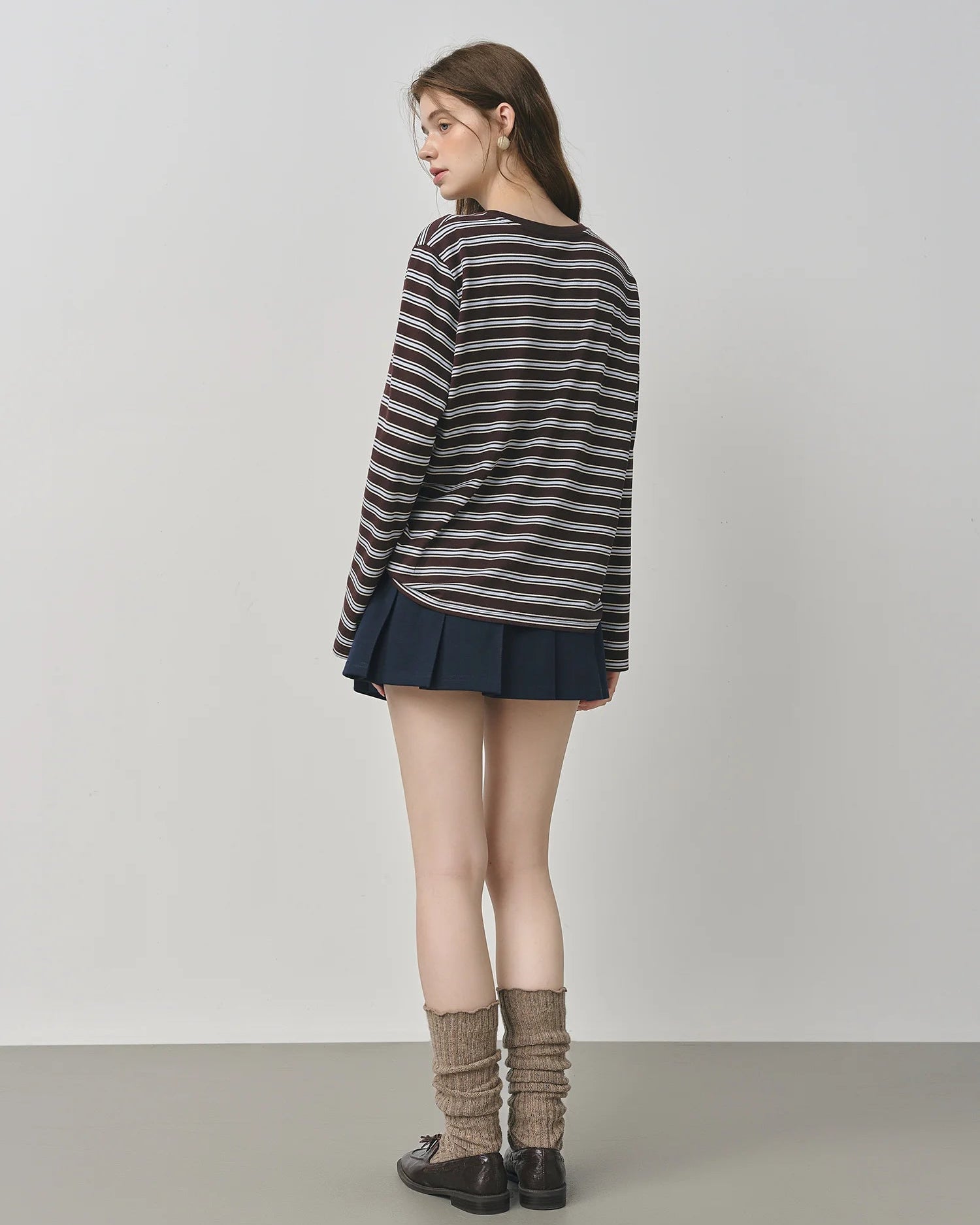 Stylish Loose-Fitting Crew Neck Striped T-Shirt
