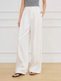 Pleated Design High Waist Wide Leg Pants