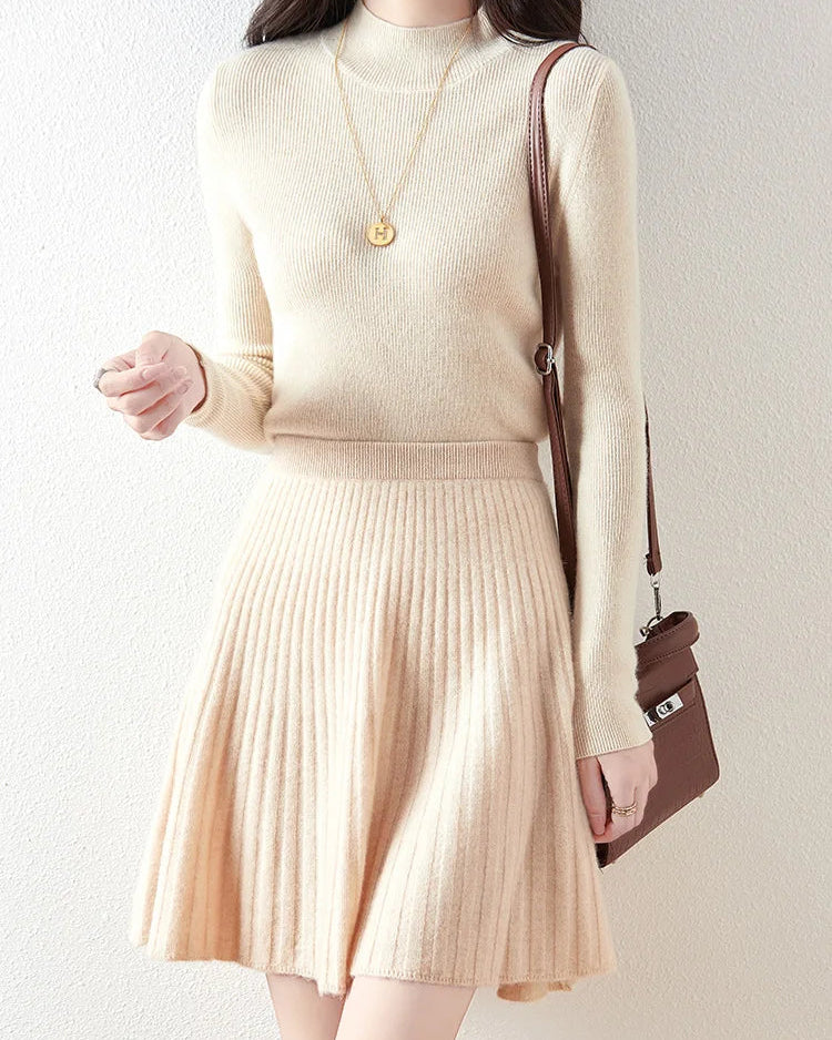 Wavy High-Waisted Sweet Knit Wool Mini Skirt