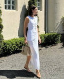 O-Neck Sleeveless Vest & High Waist Straight Maxi Skirt Set