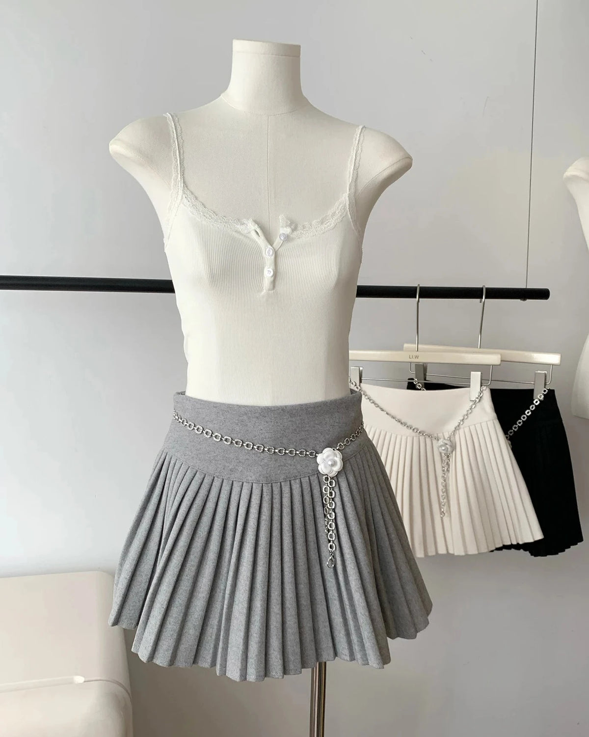 A-Line Cotton Blend Mini Skirt