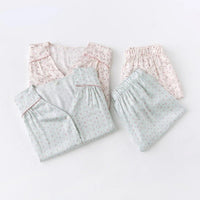 Long-sleeved Shirt & Pants Satin Pajamas Set