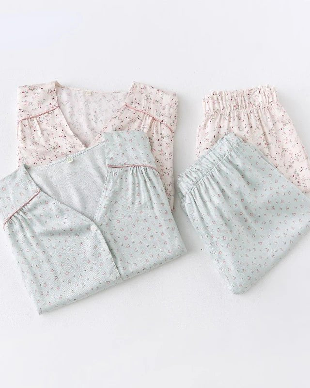 Long-sleeved Shirt & Pants Satin Pajamas Set