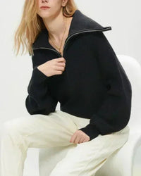 Oversized Knit Turtleneck Zipper Pullover Sweater