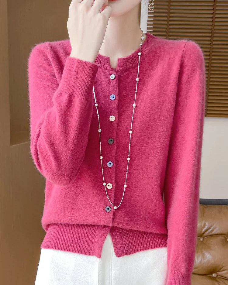 Merino Wool Button-Front Cardigan