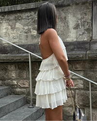 Layered Halter Neck Backless Mini Dress
