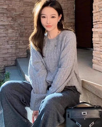 Relaxed Knit Wool Crewneck Sweater