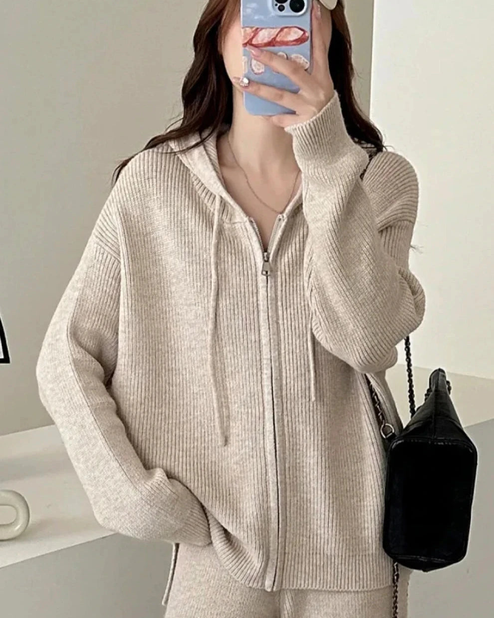 Merino Wool Hooded Knit Set