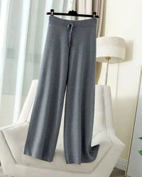 Stretch Cotton Blend Wide-Leg Pants