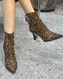 Fashionable Leopard Print Ball High-Heeled Ankle Boots