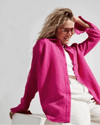 Lapel Collar Single-Breasted Loose-Fitting Shirt