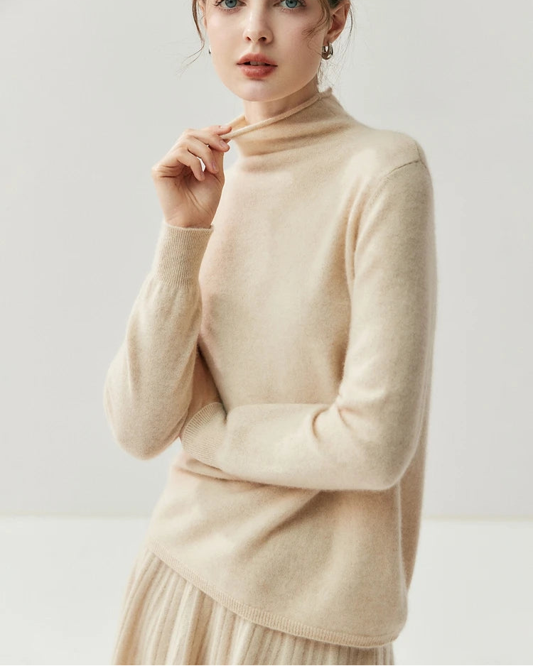 Cashmere Reversible Turtleneck Cardigan Sweater