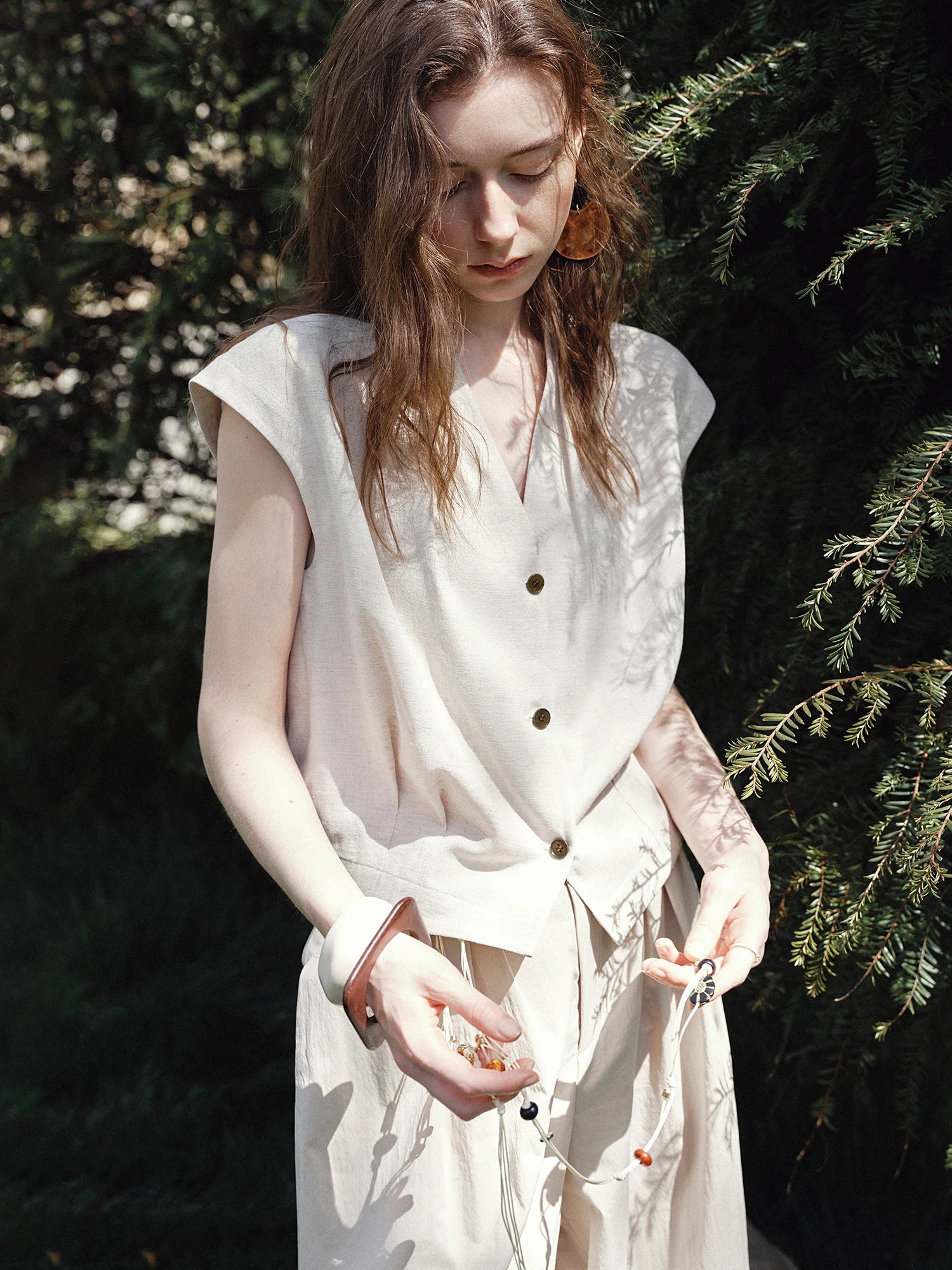 Linen V-Neck Casual Shirt