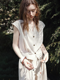 Linen V-Neck Casual Shirt