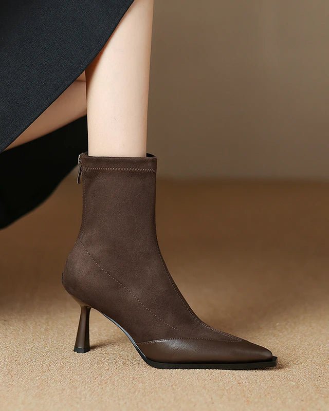 Retro Pointed-Toe Stiletto Ankle Boots