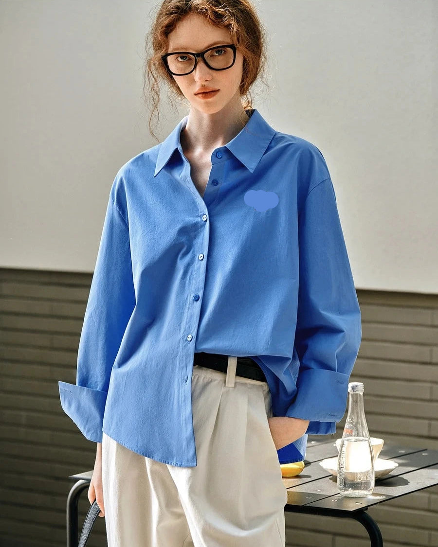 Casual And Versatile Pure Cotton Long-Sleeved Shirt