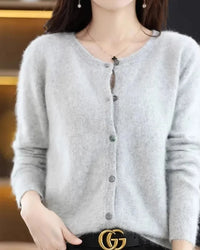 Mink Cashmere Round Neck Cardigan