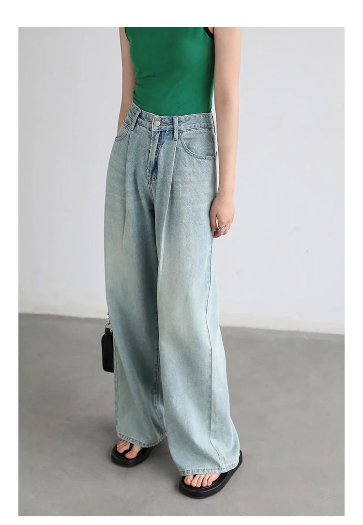 High Waisted Wide Leg Denim Pants