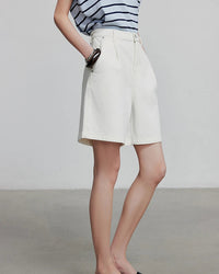 Wide-Leg Denim Shorts