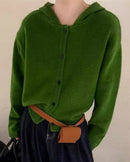 Single-Breasted Cashmere Hooded Cardigan
