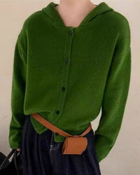 Single-Breasted Cashmere Hooded Cardigan