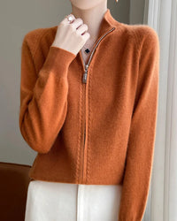 Raglan Merino Wool Zip Cardigan