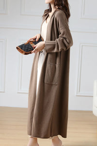 Open Front 100% Merino Wool Long Cardigan