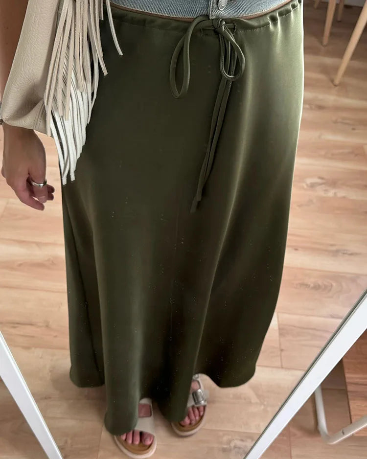 Satin A-Line Maxi Skirt