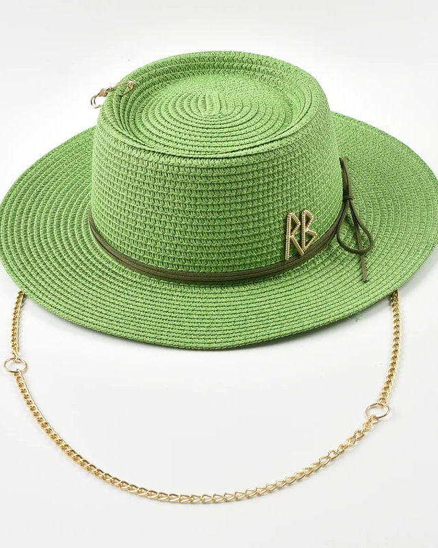 Ribbon-Trim Straw Sun Hat