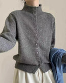 Comfortable Stand-Collar Single-Breasted Sweater