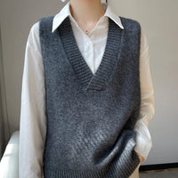 V-Neck 100% Cashmere Knit Vest