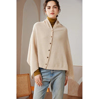 Solid 100% Cashmere Poncho Scarf