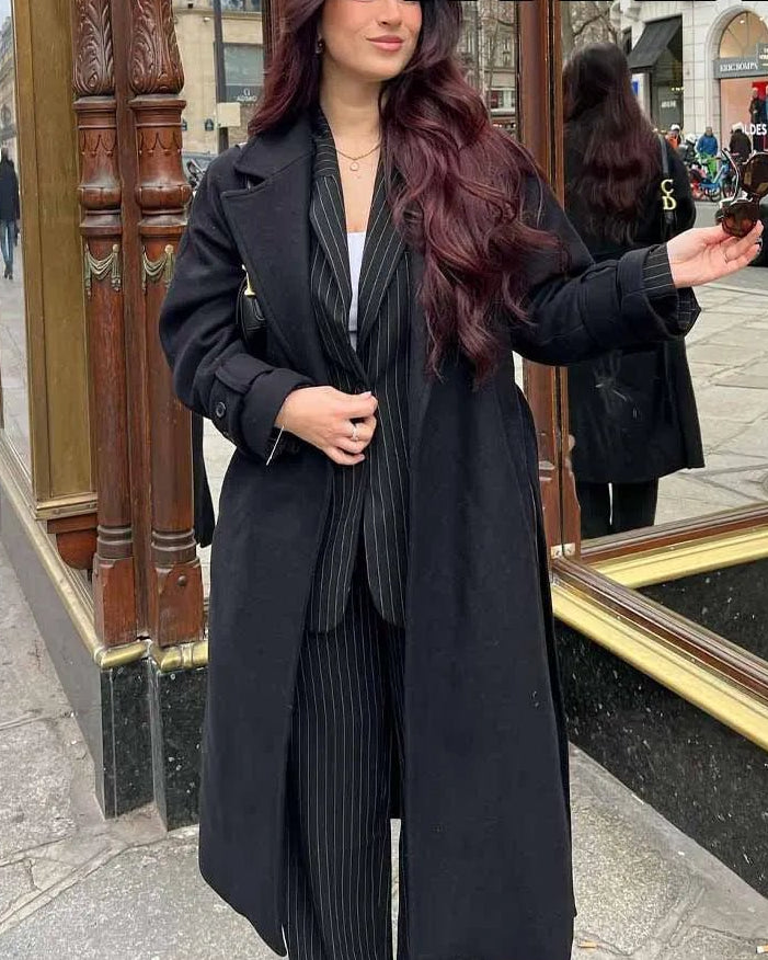 Mid-Length Loose Double-Breasted Coat