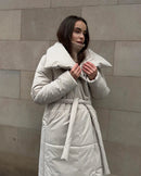 Belted Quilted Long Puffer Coat