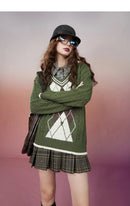 Retro Rhombus Spliced Pullover Sweaters