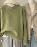 Soft Waxy Round Neck Cashmere Sweater