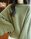 Relaxed Wool Mock Neck Sweater