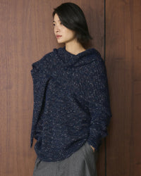 Wool Blend Shawl-Style Loose Thick Knit Pullover