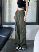 High Waist Vintage Cargo Denim Pants