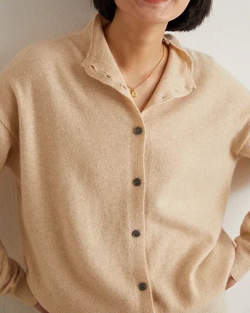 Cashmere & Wool Turtleneck Long-Sleeved Cardigan