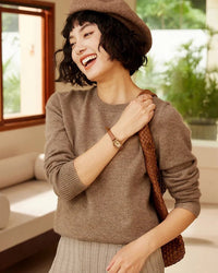 Cashmere Crew Neck Long-Sleeved Pullover Sweater