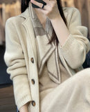 Pure Wool Stand Collar Cardigan