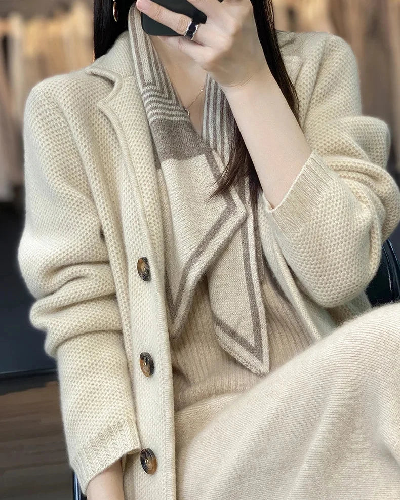Pure Wool Stand Collar Cardigan
