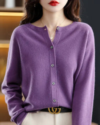 Merino Wool Crew Neck Cardigan