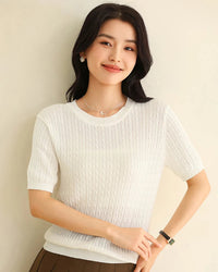 Pure Cotton Short-Sleeve Knit Top
