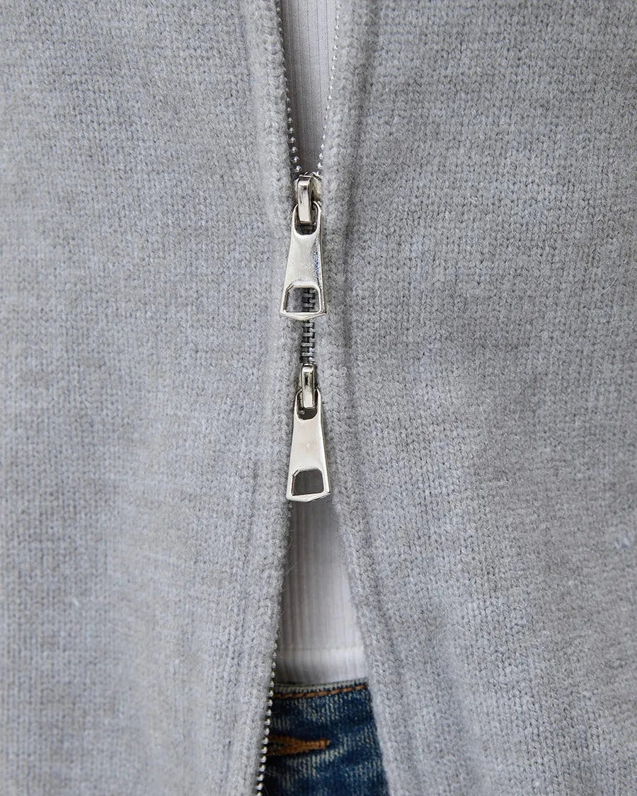 Oversized Knit Zip Cardigan Stand Collar