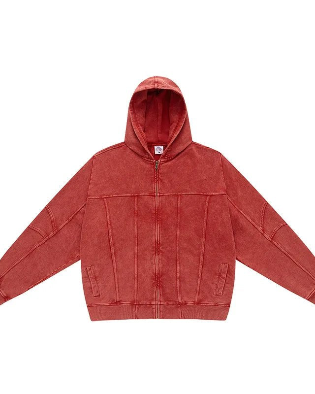 Cotton Retro Washed Zipper Hoodies