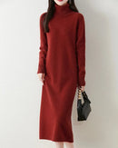 Merino Wool Turtleneck Knit Dress